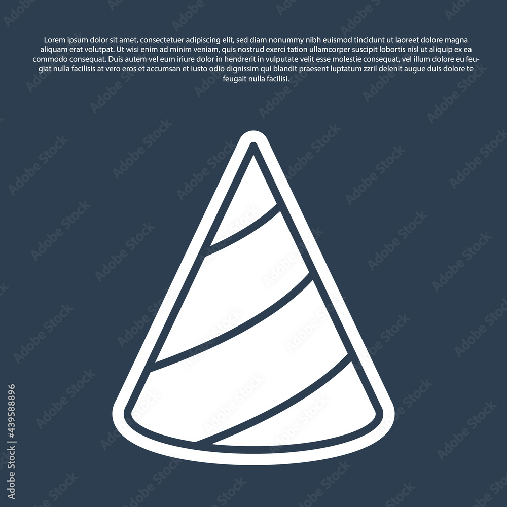 Fototapeta premium Blue line Party hat icon isolated on blue background. Birthday hat. Vector