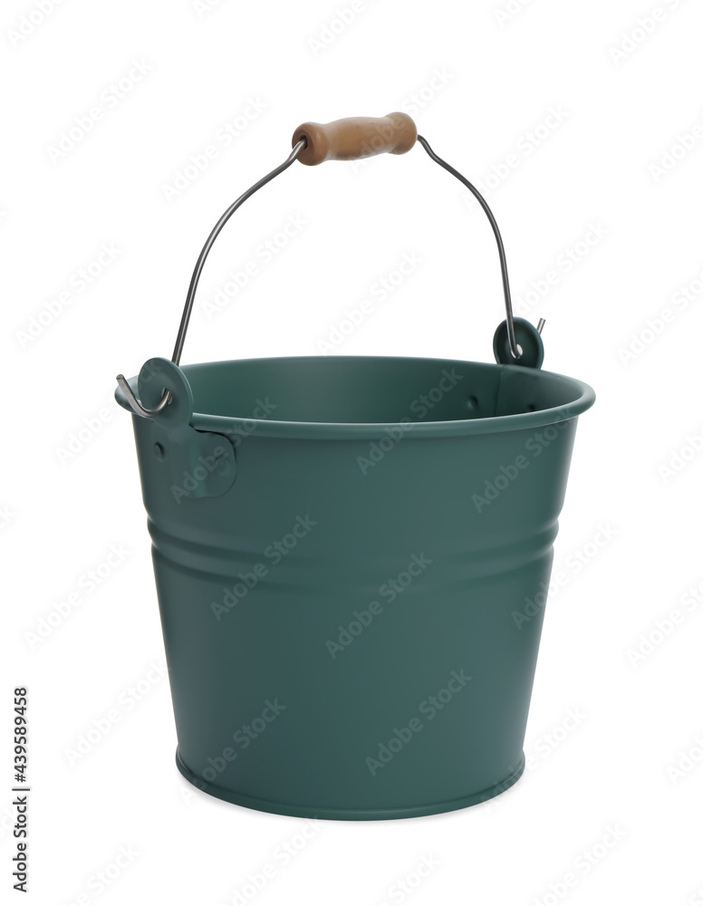 Metal bucket isolated on white. Gardening tool Metal bucket isolated on white. Gardening tool
