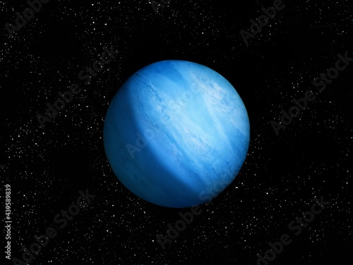 Blue planet covered with thick clouds in space with stars 3d illustration