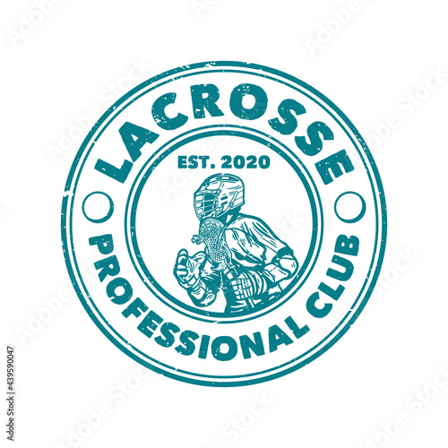 logo design lacrosse professional club est 2020 with man holding lacrosse stick when playing lacrosse vintage illustration