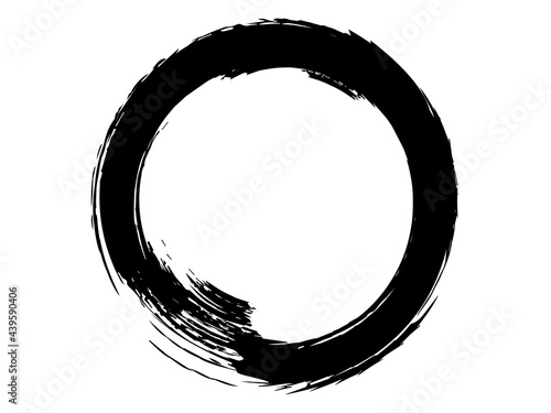 Grunge circle made of black paint.Grunge oval shape made for marking.Grunge oval shape made with artistic brush.