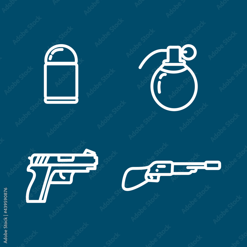 pistol, hand grenade, bullet, gun, weapons line icon set. pistol, hand grenade, bullet, gun, weapons line icon set. pistol, hand grenade, bullet, gun, weapons line icon set. pistol, hand grenade, bullet, gun, weapons line icon set.