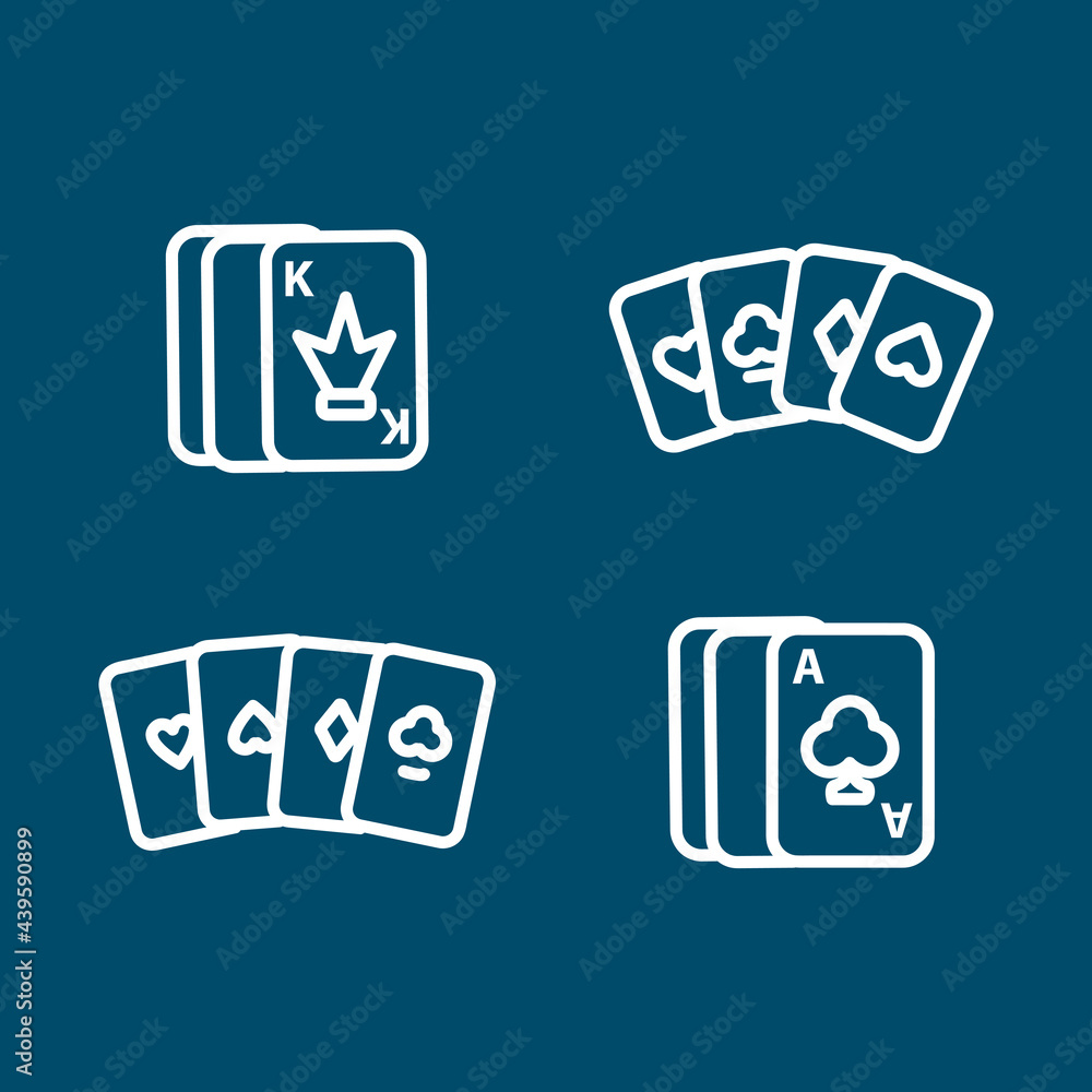 Four Aces Playing Cards, card line icon set. Four Aces Playing Cards, card line icon set. Four Aces Playing Cards, card line icon set. Four Aces Playing Cards, card line icon set.