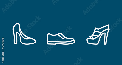 woman heel, shoes line icon set. woman heel, shoes line icon set.