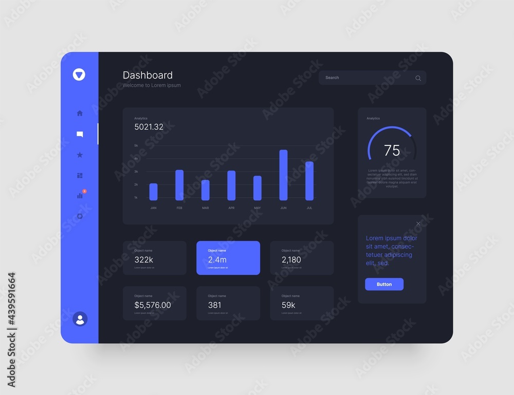 Dashboard Design. App interface with UI and UX elements. Use design for web application, desktop app or website. Dark mode. Dashboard Design. App interface with UI and UX elements. Use design for web application, desktop app or website. Dark mode.