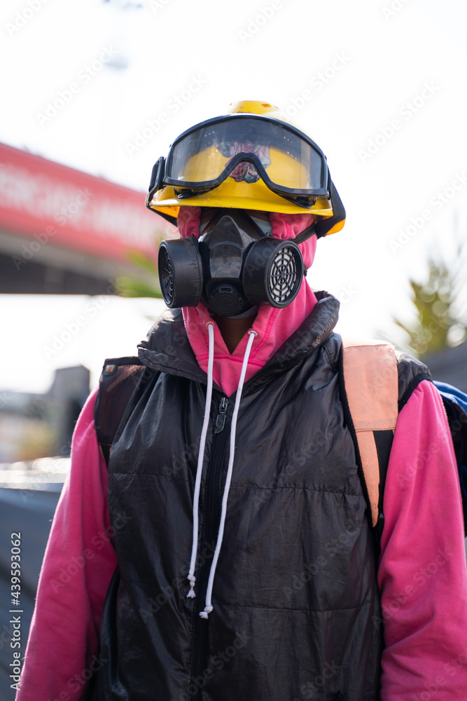 Naklejka premium Bogota, Colombia, June 12 2021, demonstration of people in