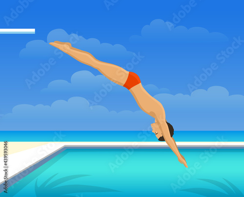 Man diving into swimming pool