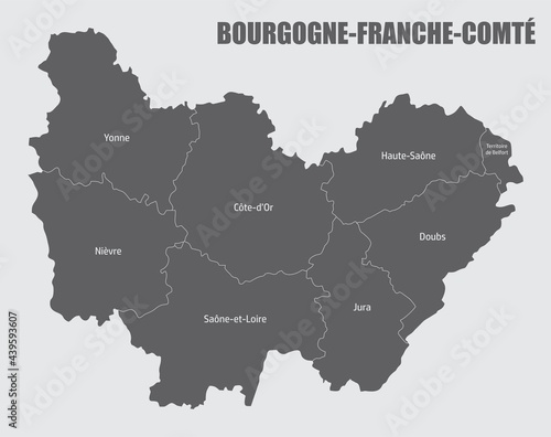 Bourgogne-Franche-Comte administrative map