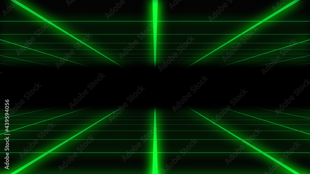 Green grid surface on black background Green grid surface on black background