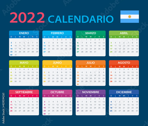 2022 Calendar - vector template graphic illustration - Argentinian version