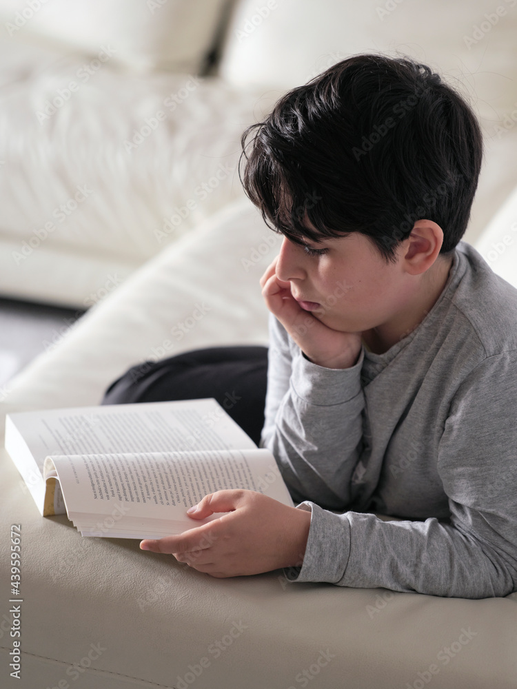 Kid Reading a book in living room, Intense reading. Kid Reading a book in living room, Intense reading.