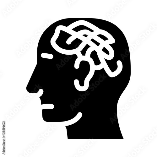 confused thoughts glyph icon vector. confused thoughts sign. isolated contour symbol black illustration