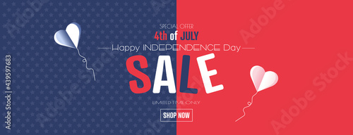 Happy Independence Day sale banner. Modern minimal design for Sales. Flat vector illustration.
