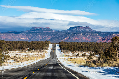 road trip to an open highway UT-261 in Utah going to Bears Ears National Monument. photo