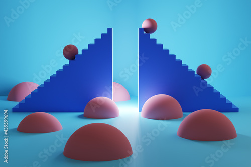 Fotografie 3D illustration of two staircases forming a gate
