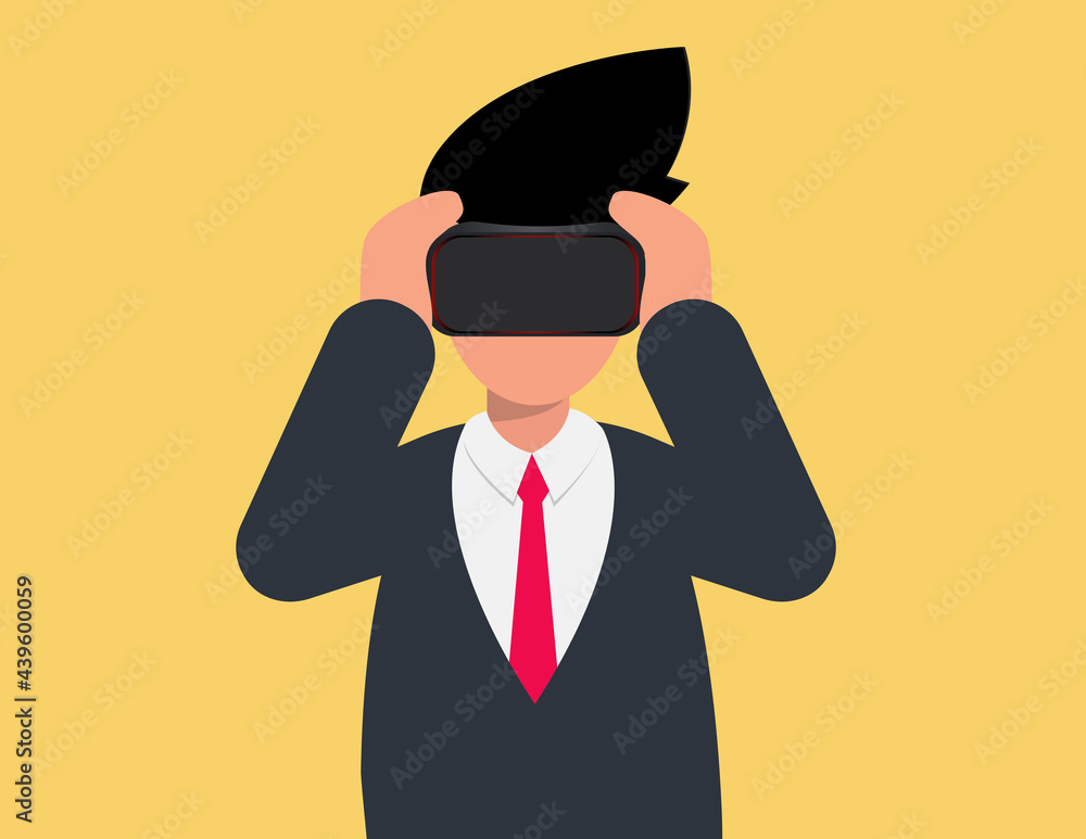 Businessman wearing virtual reality glasses. Modern lifestyle technology of the future