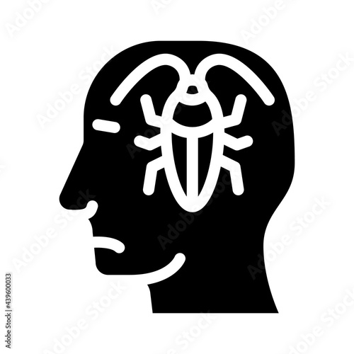 cockroaches in head, neurosis problem glyph icon vector. cockroaches in head, neurosis problem sign. isolated contour symbol black illustration
