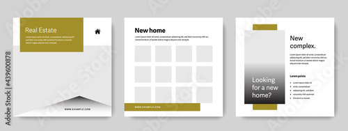 Real estate social media layouts, instagram and facebook square template for selling houses marketing, agent selling property