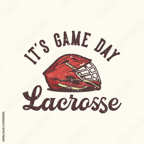 logo design it's game day lacrosse with lacrosse helmet vintage illustration