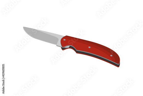 A penknife with a red handle. Vector illustration in flat style, icon, isolated on a white background.