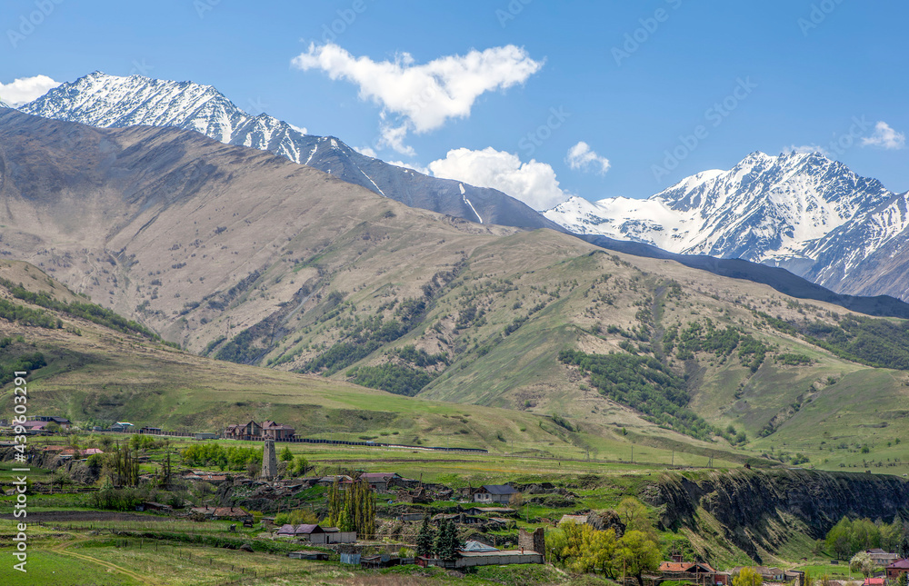 View of the Dargavska valley. Dargavs. North Ossetia. Russia