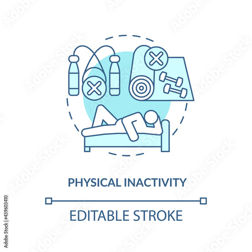 Physical inactivity concept icon. Sitting or laying down during day. Lazy lifestyle. Health issues abstract idea thin line illustration. Vector isolated outline color drawing. Editable stroke
