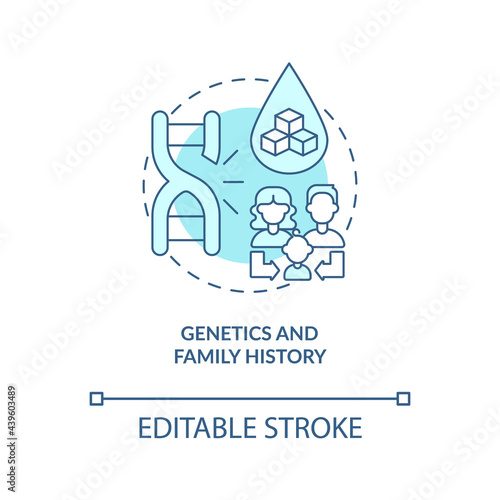Genetics and family history concept icon. Health problems resolving. Medical treatment. Blood illness risk abstract idea thin line illustration. Vector isolated outline color drawing. Editable stroke