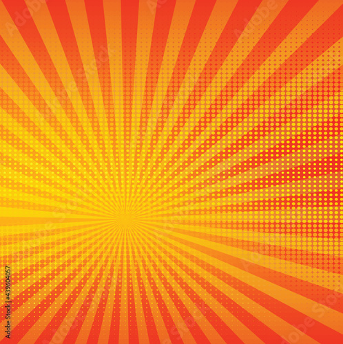Shiny orange halftone and sun burst texture background,vector design