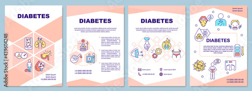 Diabetes brochure template. Special diet for ill people. Flyer, booklet, leaflet print, cover design with linear icons. Vector layouts for presentation, annual reports, advertisement pages