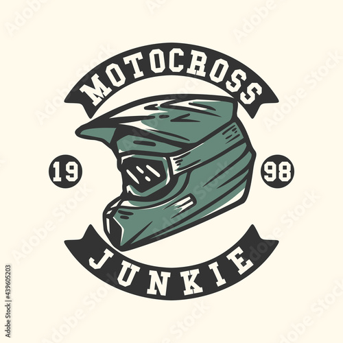 logo design motocross junkie motocross with motocross helmet vintage illustration