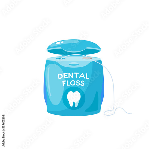 Dental floss, teeth care. Vector illustration cartoon flat icon isolated on white background.