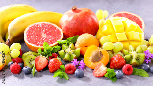 Fototapeta Naklejka Na Ścianę i Meble -  health food- fresh fruits summer selection