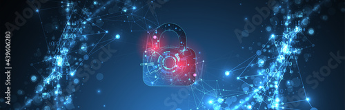 Data security Illustrates cyber data or information privacy idea. Color abstract  internet technology.