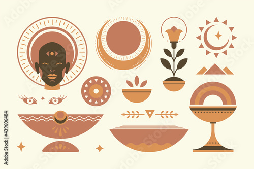 Abstract african ethnic decorative design elements set vector Illustration