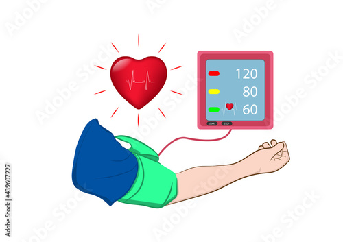 Digital device Medical equipment for measuring pressure, Diagnose hypertension, heart, vector illustrations concept health