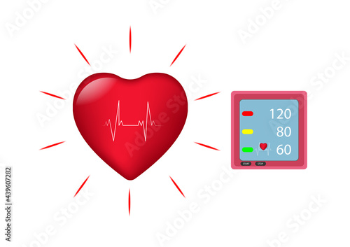 Digital device Medical equipment for measuring pressure, Diagnose hypertension, heart, vector illustrations concept health