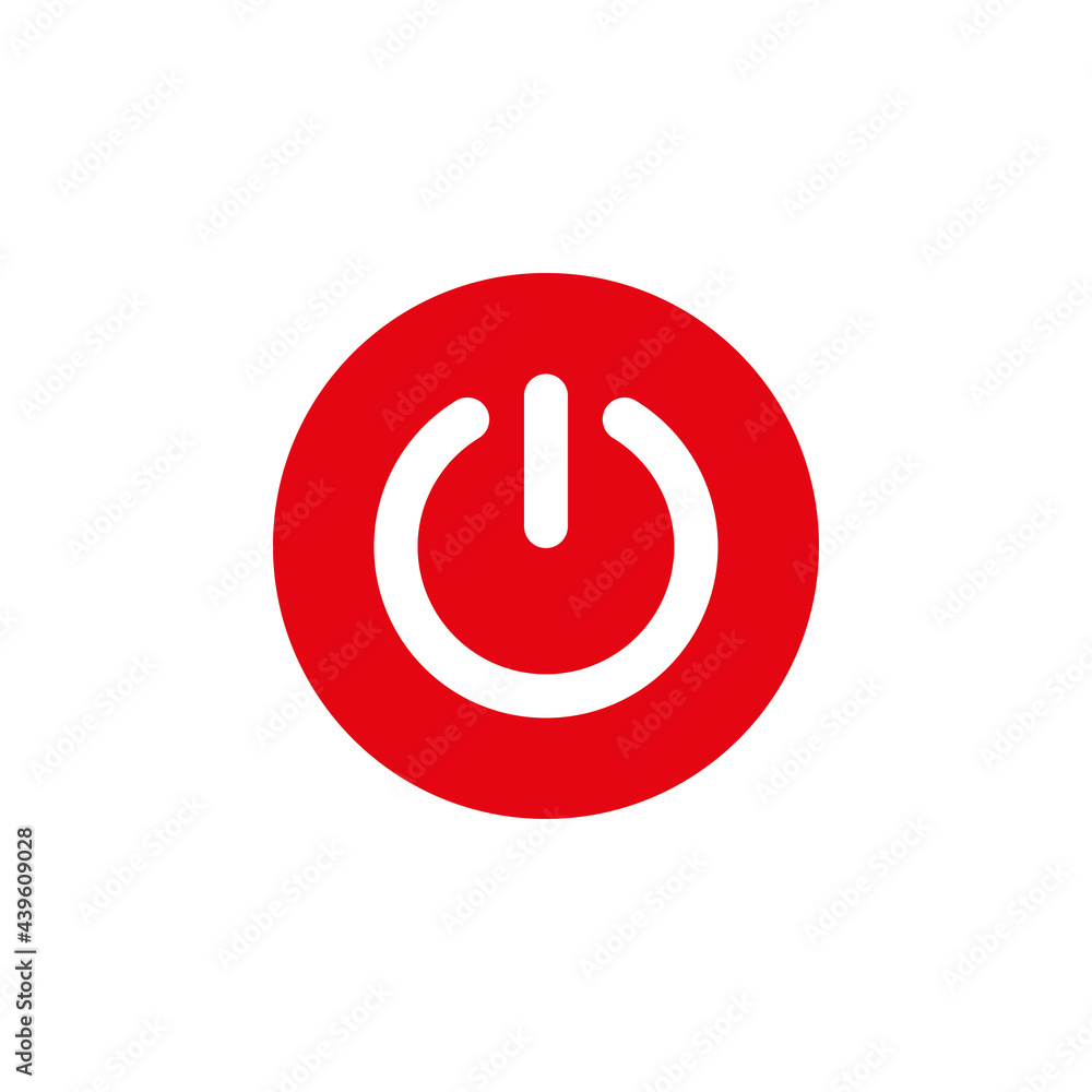 Red power button icon with white background Red power button icon with white background