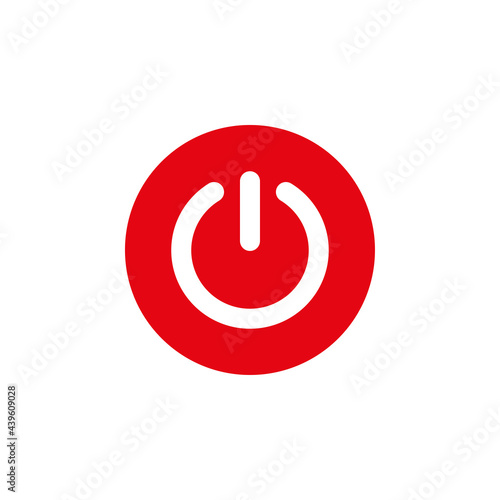 Red power button icon with white background