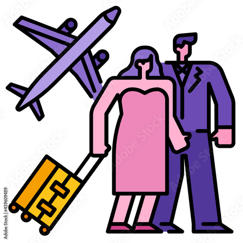 honeymoon trip wedding icon