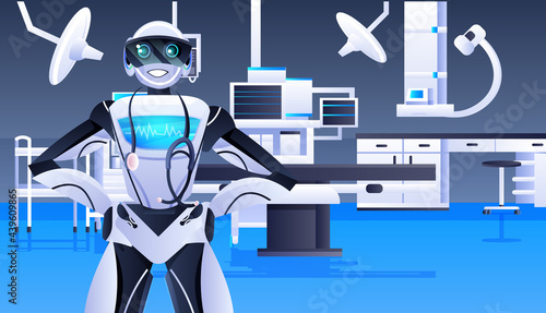 robotic doctor surgeon in clinic surgery room medicine healthcare artificial intelligence technology concept