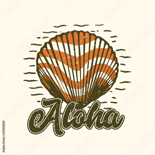 logo design aloha with shells vintage illustration