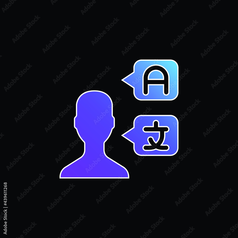 Bilingual blue gradient vector icon Bilingual blue gradient vector icon