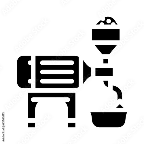 industrial crusher for production peanut butter glyph icon vector. industrial crusher for production peanut butter sign. isolated contour symbol black illustration