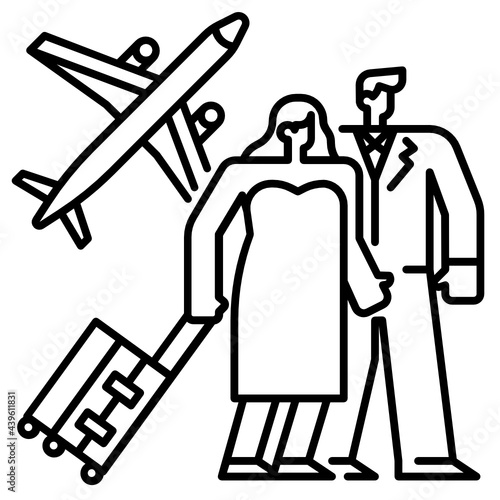 honeymoon trip wedding icon