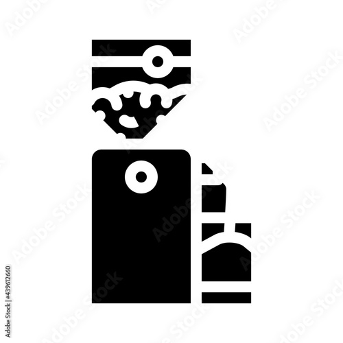 crusher device for production peanut, press machine glyph icon vector. crusher device for production peanut, press machine sign. isolated contour symbol black illustration