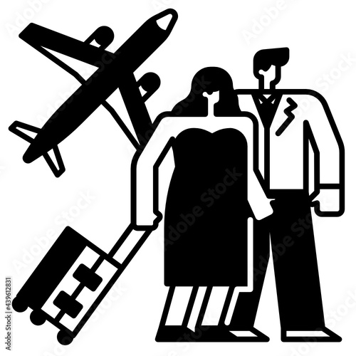 honeymoon trip wedding icon