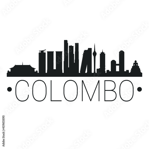 Colombo, Sri Lanka City Skyline. Silhouette Illustration Clip Art. Travel Design Vector Landmark Famous Monuments.