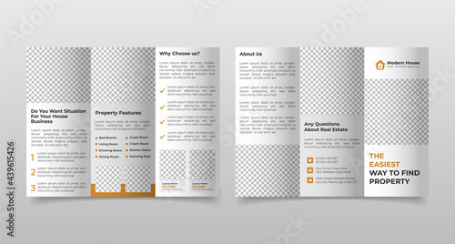Brochure design template,  Real Estate Tri fold brochure design. Construction, Real Estate, Builders Company Trifold Brochure, Leaflet, Poster, annual report, booklet