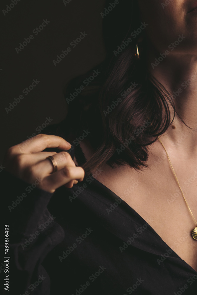 portrait of the woman in black bralette portrait of the woman in black bralette
