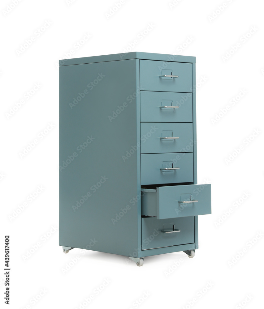 Blue chest of drawers isolated on white Blue chest of drawers isolated on white